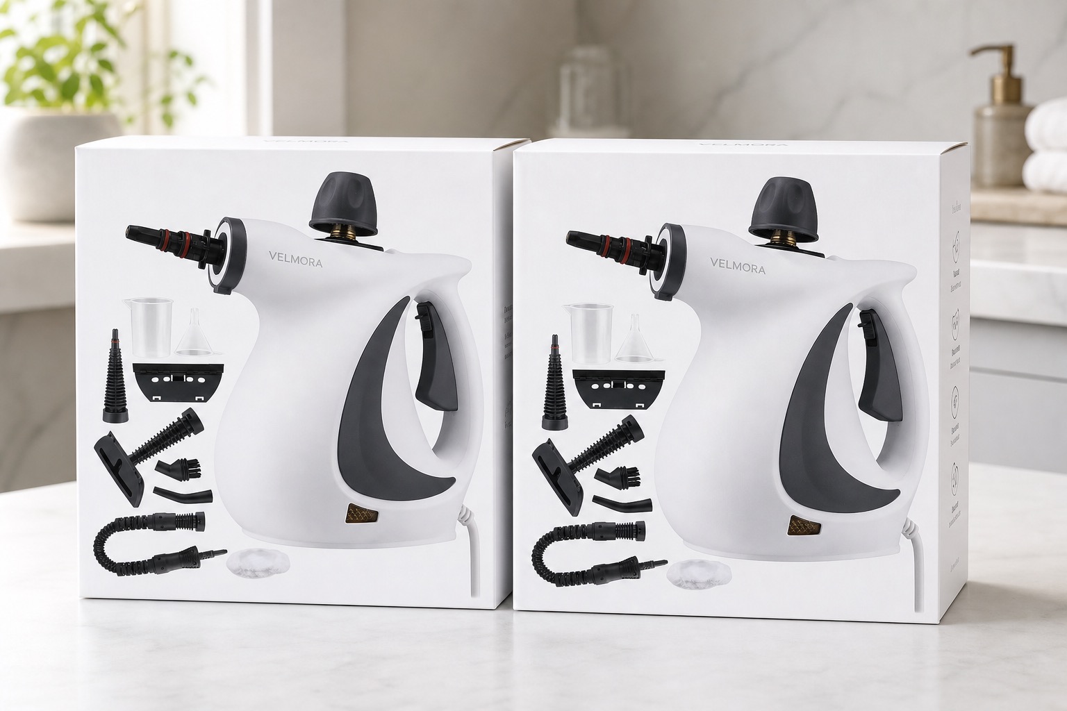 Velmora steam cleaner two pack boxes
